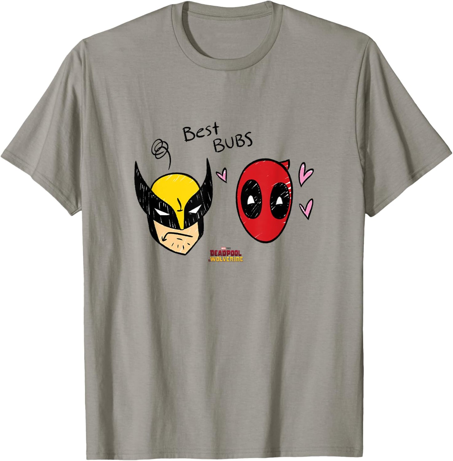 Marvel Deadpool & Wolverine Best Bubs Faces Doodles T-Shirt - T-Shirt | Sand