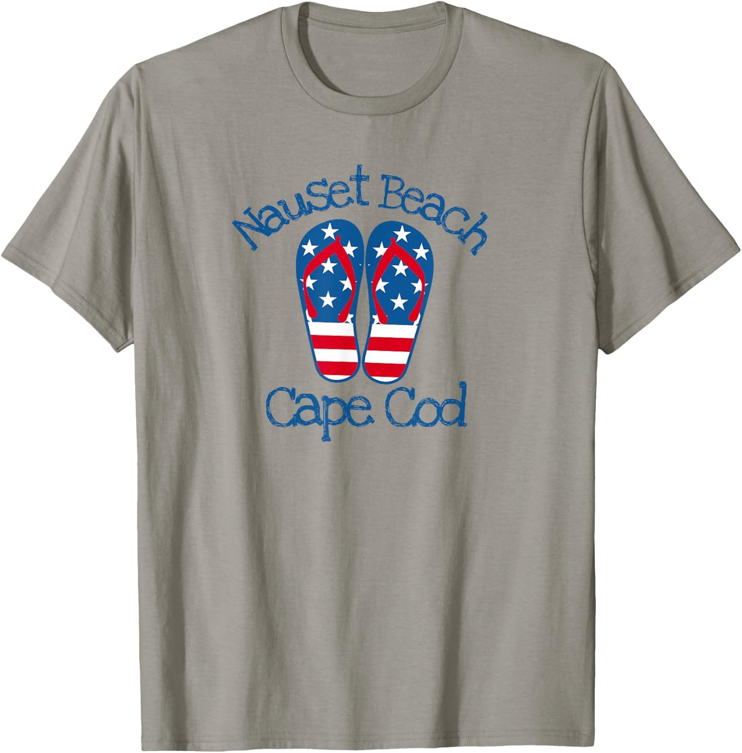 Nauset Beach Coastal Nautical Seashore Patriotic Flip Flops T-Shirt - T-Shirt | Sand