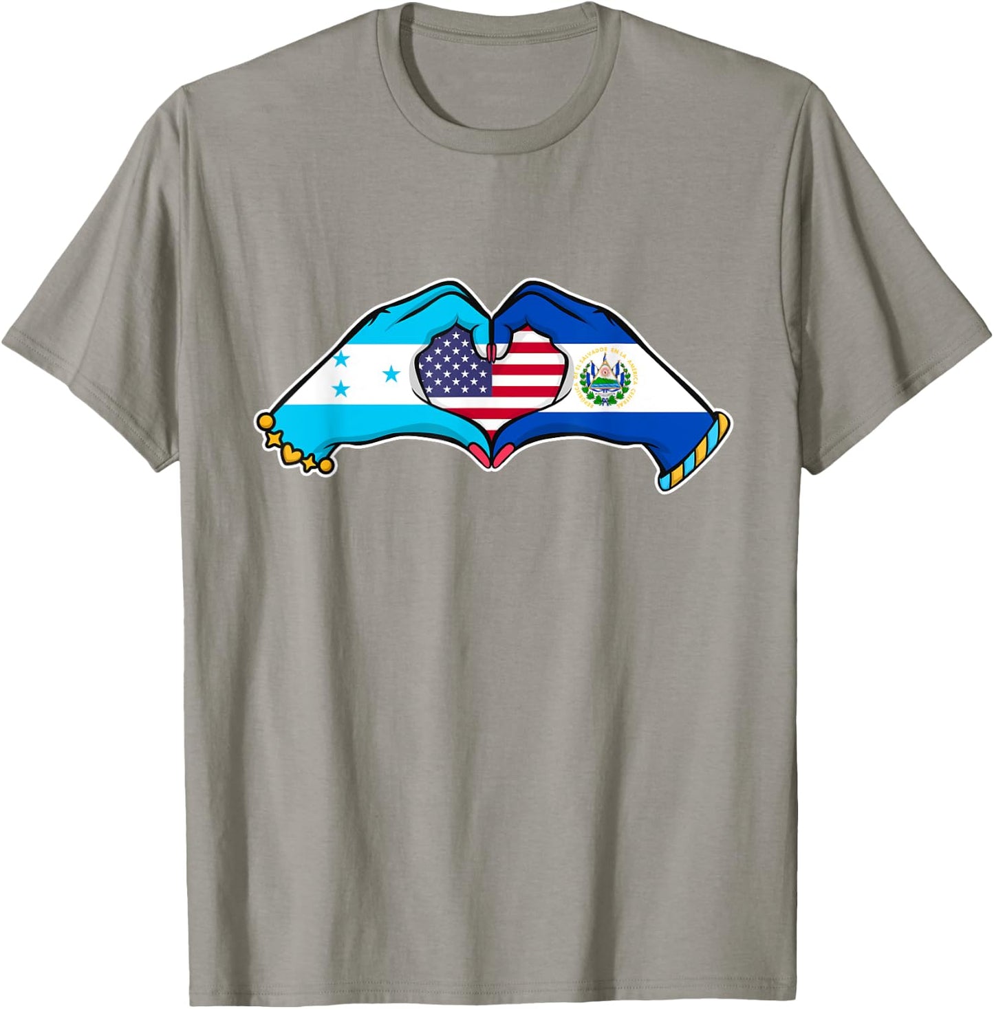 Heart hands El Salvador, Honduras and the USA T-Shirt - T-Shirt | Sand