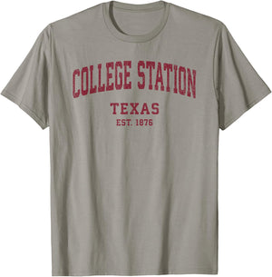 College Station Texas TX Vintage Athletic Sports T-Shirt - T-Shirt | Sand