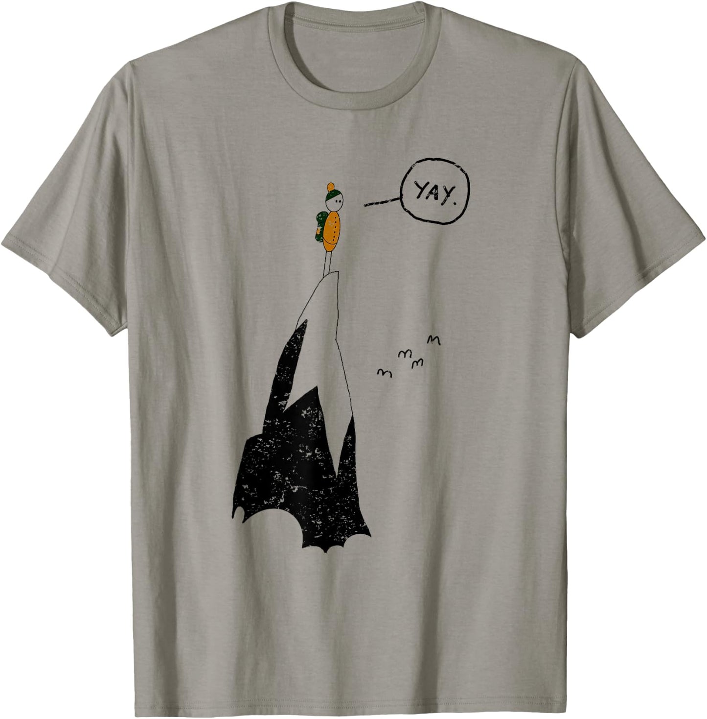 Yay Funny Mountain Climber Hiker Mountaineer Hand Drawn T-Shirt - T-Shirt | Sand
