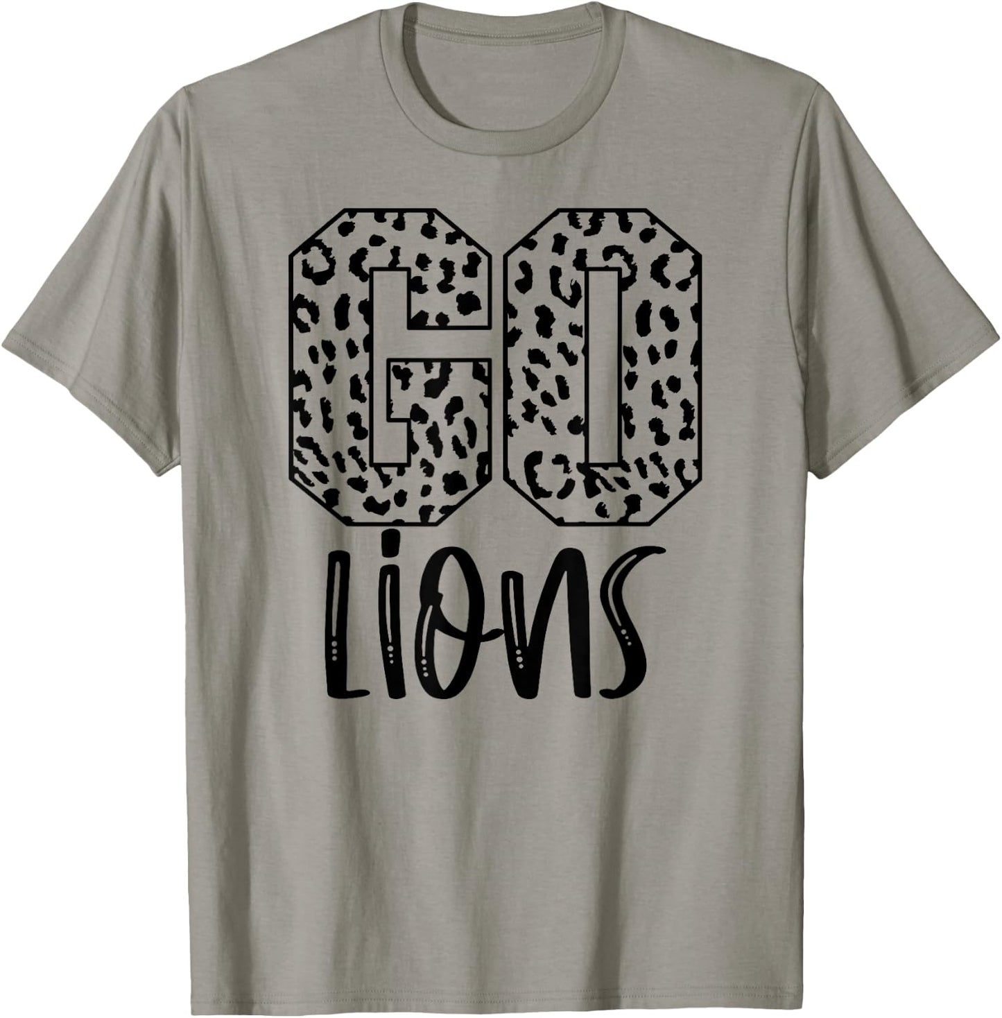 Lions Team Mascot School Spirit Game Night Leopard Print T-Shirt - T-Shirt | Sand