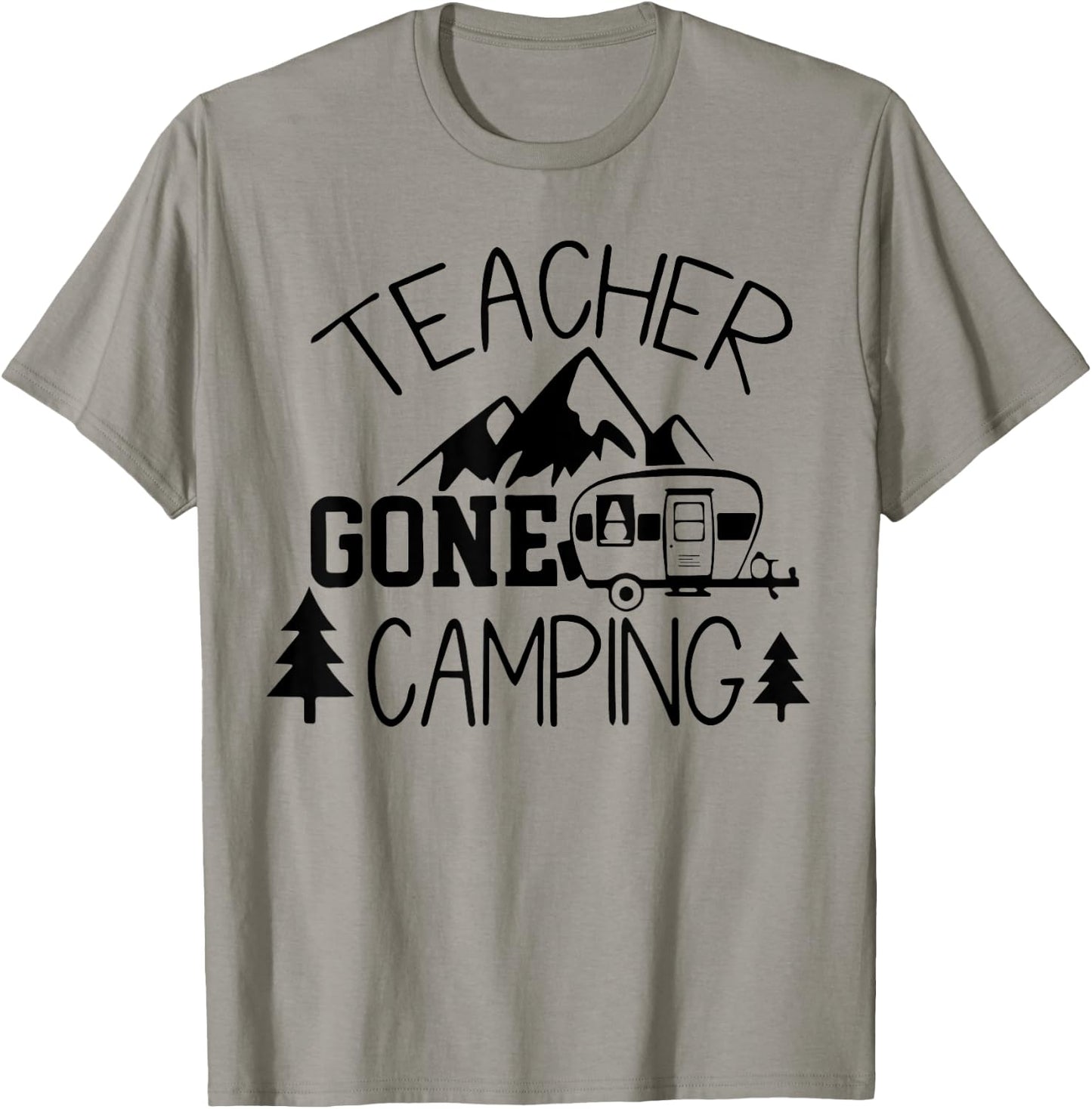 Teacher Gone Camping Camper Teacher Back To School T-Shirt - T-Shirt | Sand