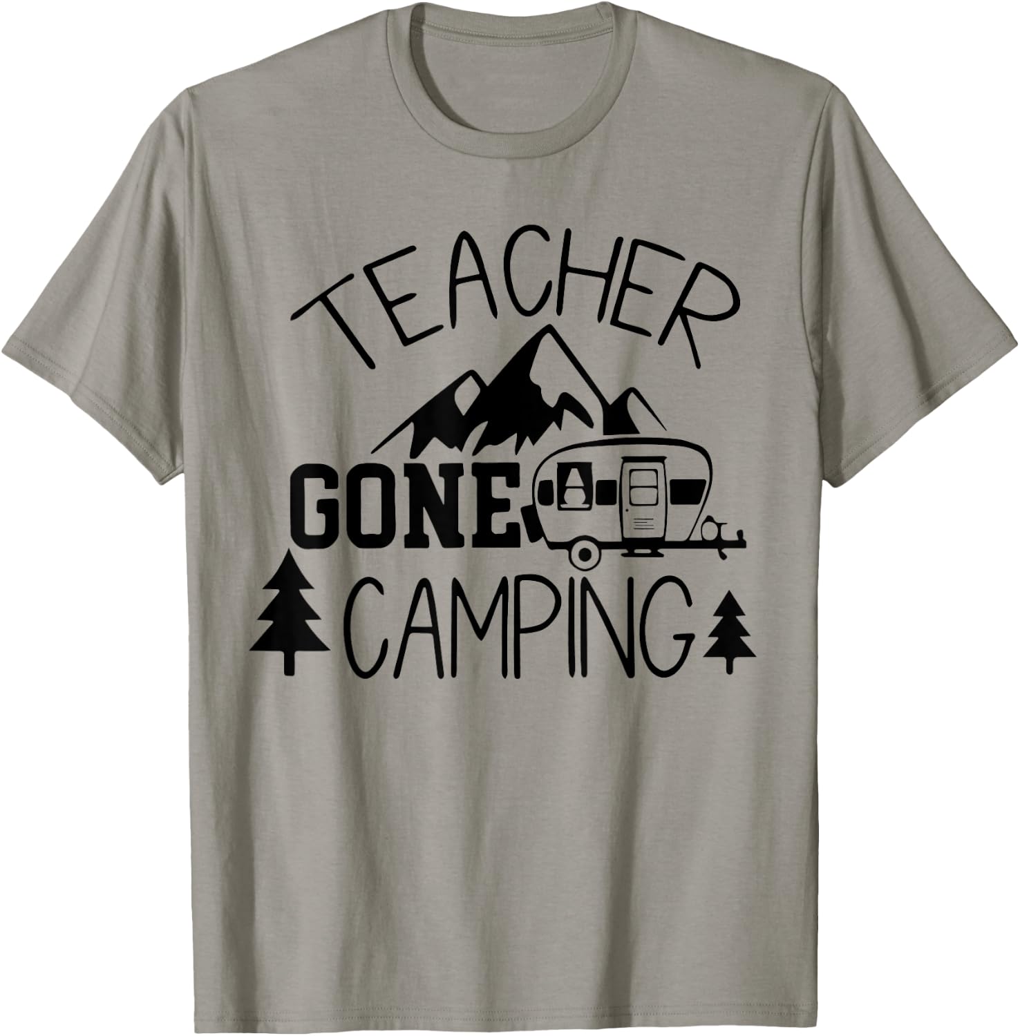 Teacher Gone Camping Camper Teacher Back To School T-Shirt - T-Shirt | Sand