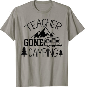 Teacher Gone Camping Camper Teacher Back To School T-Shirt - T-Shirt | Sand