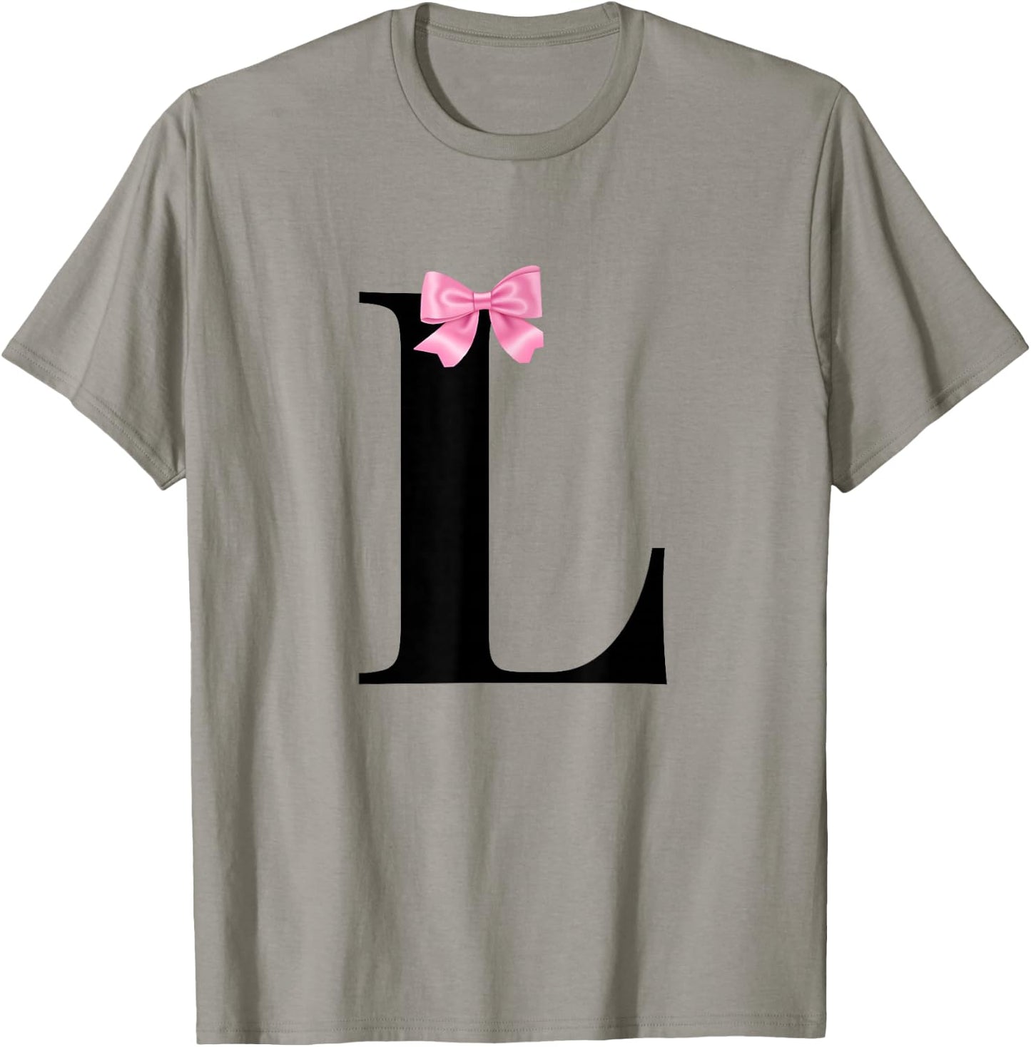 Letter L Coquette Monogram With Pink Bow Initial Name T-Shirt - T-Shirt | Sand