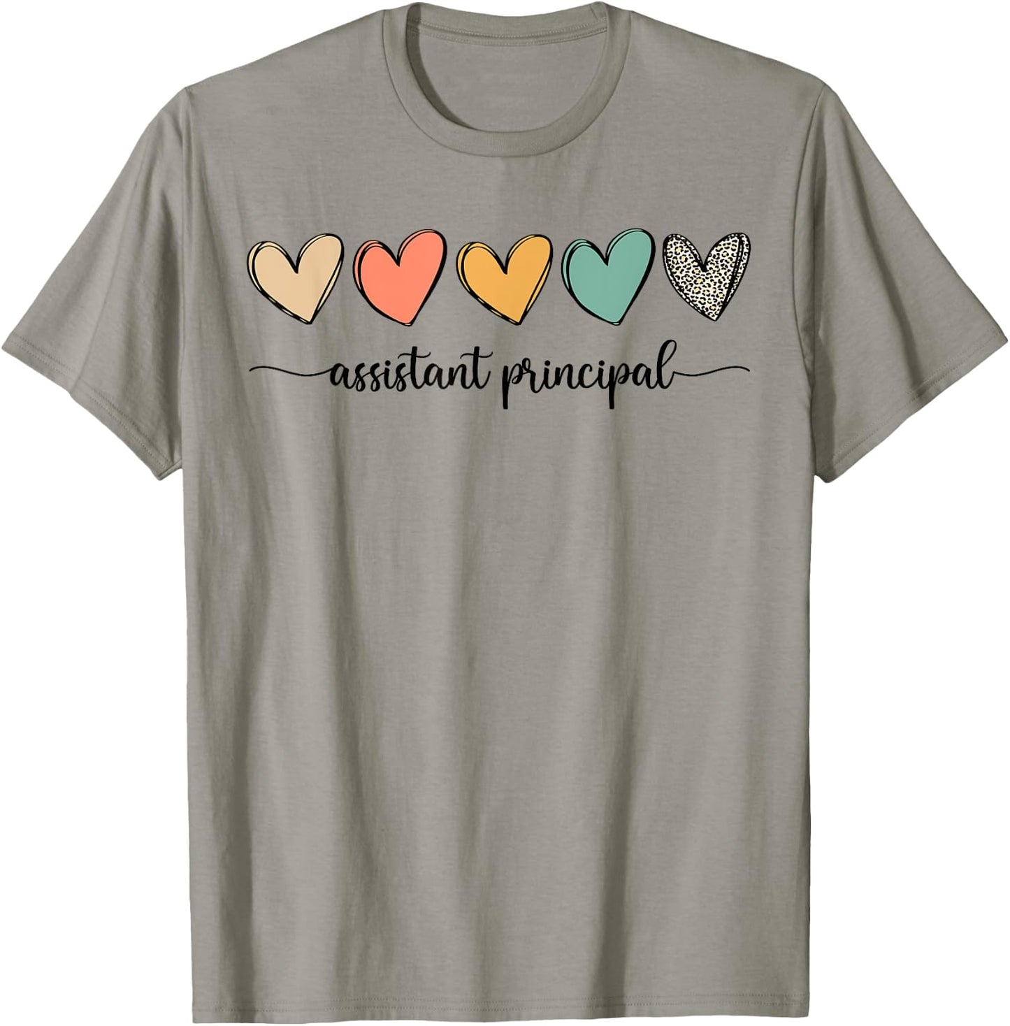 Cute Assistant Principal Shirt Leopard Boho Hearts T-Shirt - T-Shirt | Sand