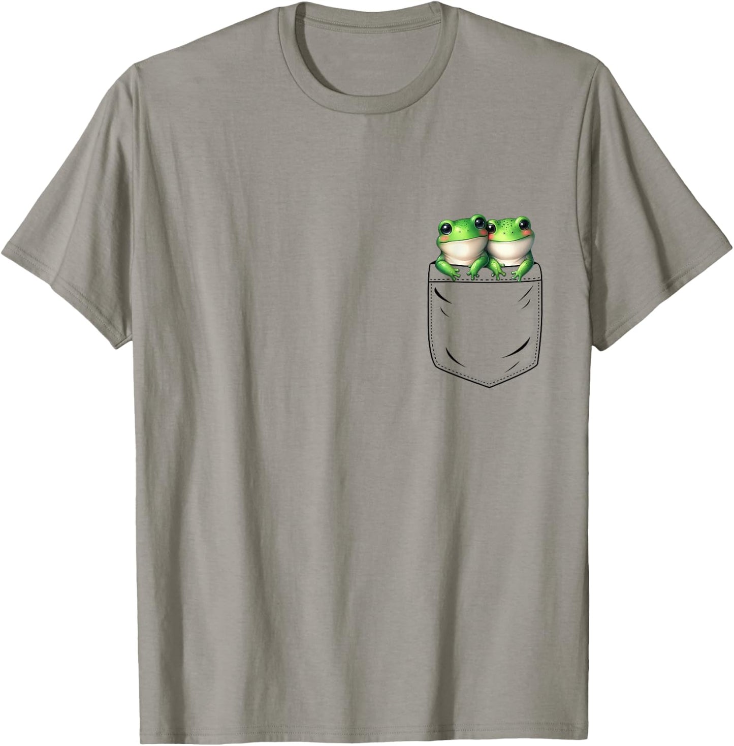 Frog Lovers Cute Funny Frog In Pocket , Small, Grey T-Shirt - T-Shirt | Sand