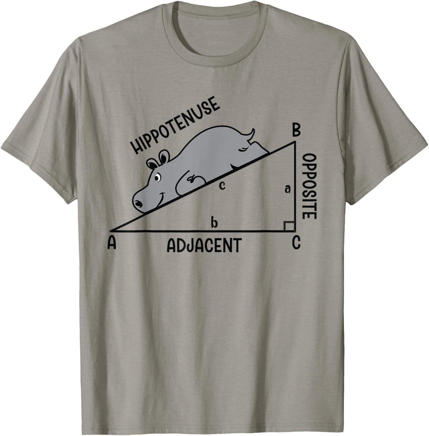 Funny Geometry Math Joke Hippo Nerd Hippotenuse Hypotenuse T-Shirt - T-Shirt | Sand