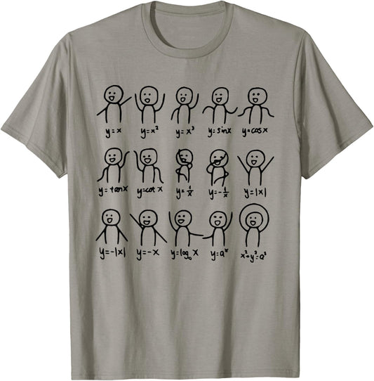 Math Stick Figures Funny Math Teacher Lover Women Men Kids T-Shirt - T-Shirt | Sand