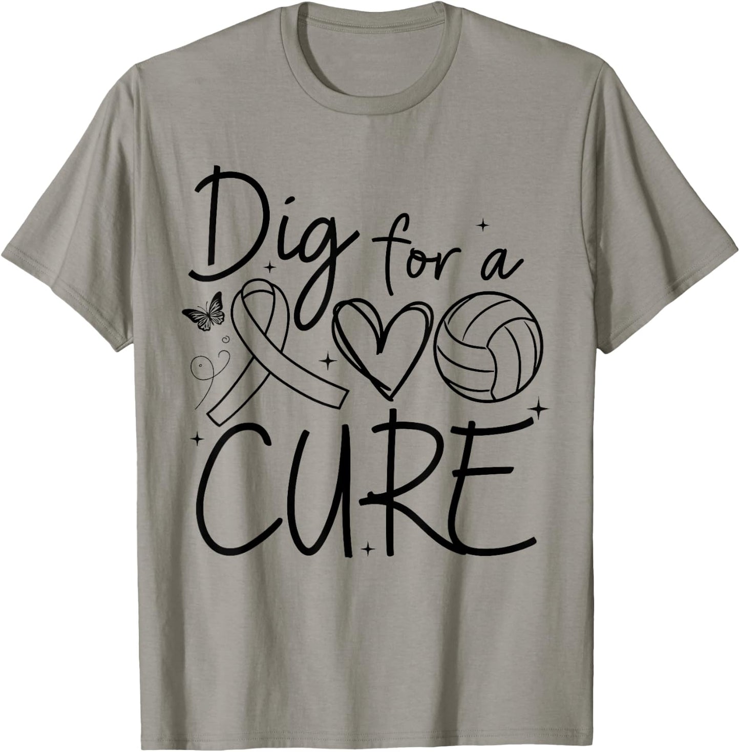 Dig For A Cure Breast Cancer Awareness Volleyball Pink T-Shirt - T-Shirt | Sand