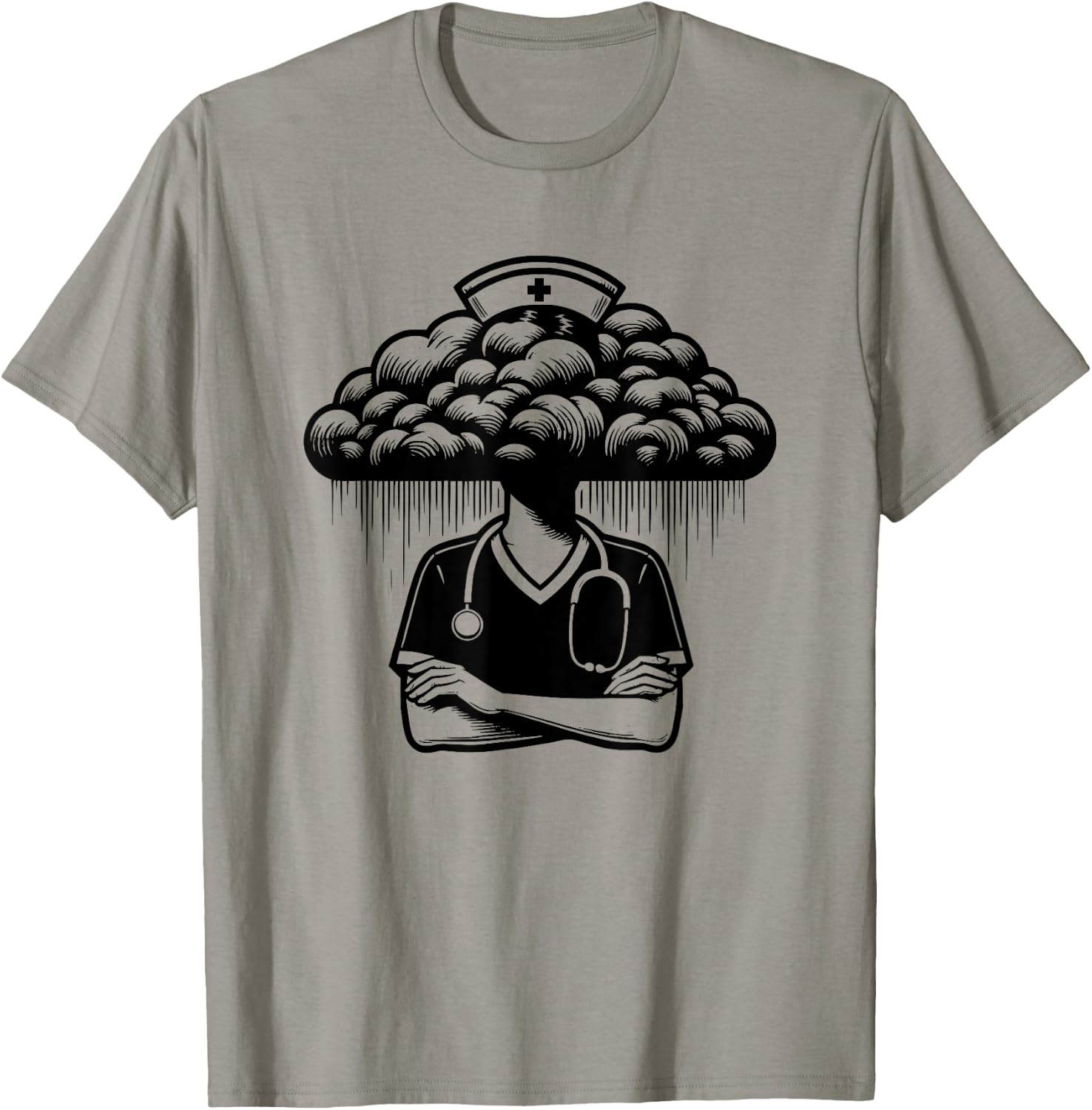 Medical School Nurse Nursing Black Cloud T-Shirt - T-Shirt | Sand