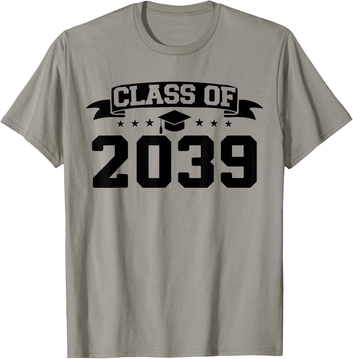 Class of 2039 Grow With Me Graduation Handprint On Back T-Shirt - T-Shirt | Sand