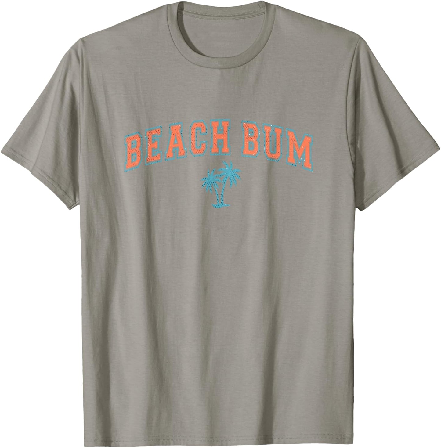 Vintage Beach Bum Shirt Varsity Text Palm Tree Simple Summer Men Women Girls Kids T-Shirt - T-Shirt | Sand