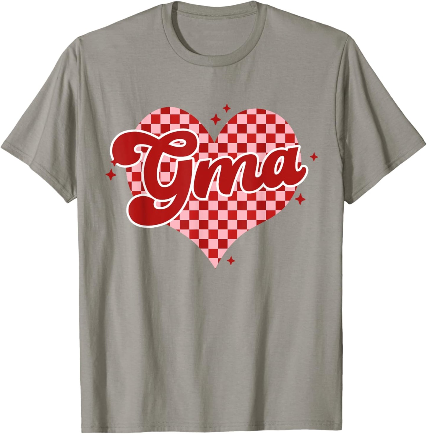 Retro Checkered Gma Heart Groovy Valentines Day T-Shirt - T-Shirt | Sand