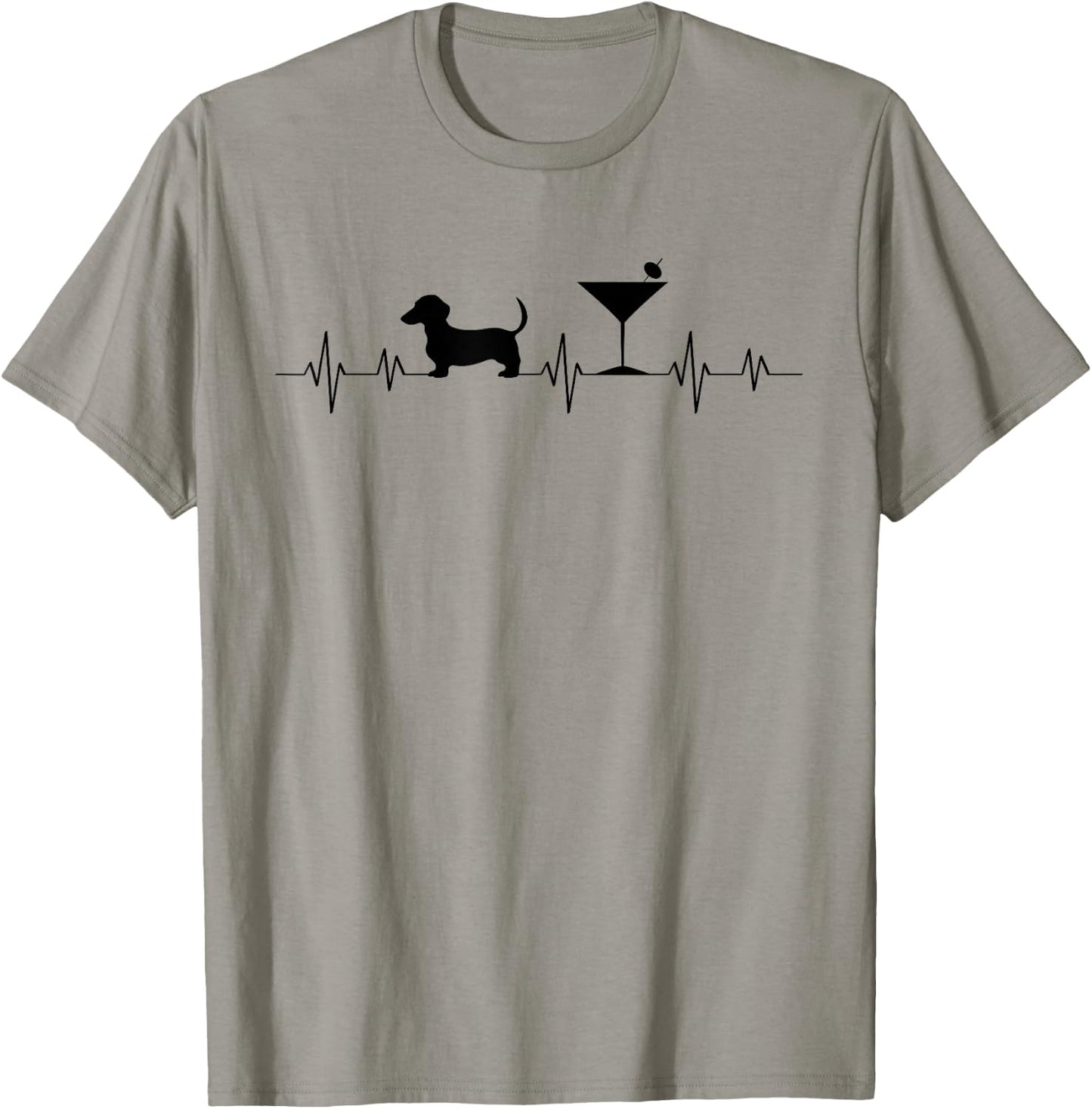Weenies Martinis EKG Heartbeat Love Vintage Dachshund T-Shirt - T-Shirt | Sand