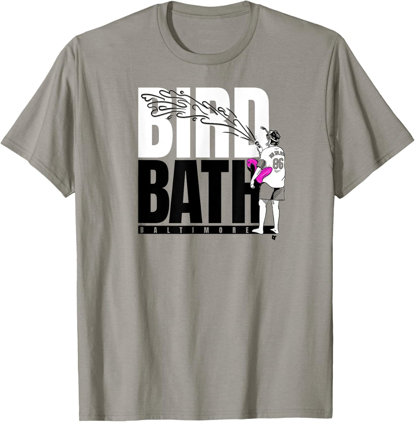 Baltimore Baseball: Mr. Splash Bird Bath T-Shirt - T-Shirt | Sand