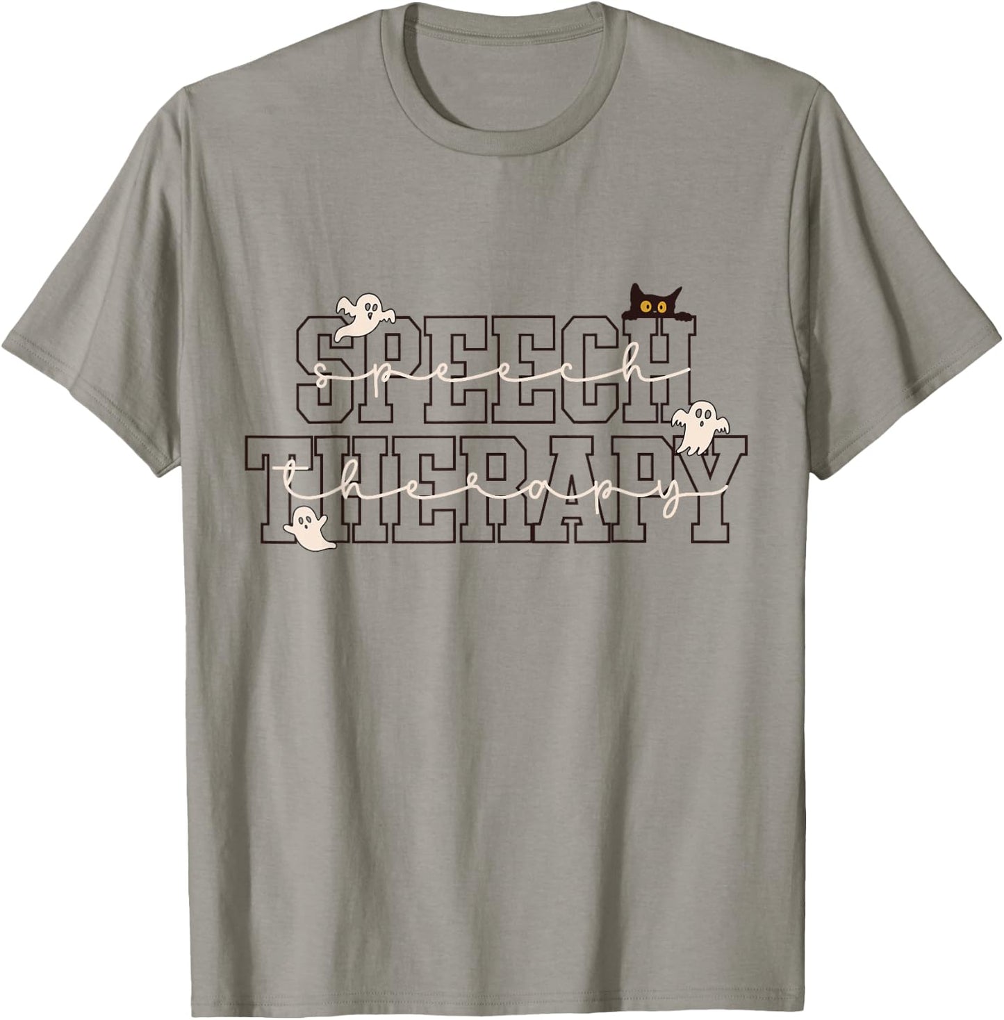 Speech Therapy SLP Ghost Speech Therapy Halloween T-Shirt - T-Shirt | Sand
