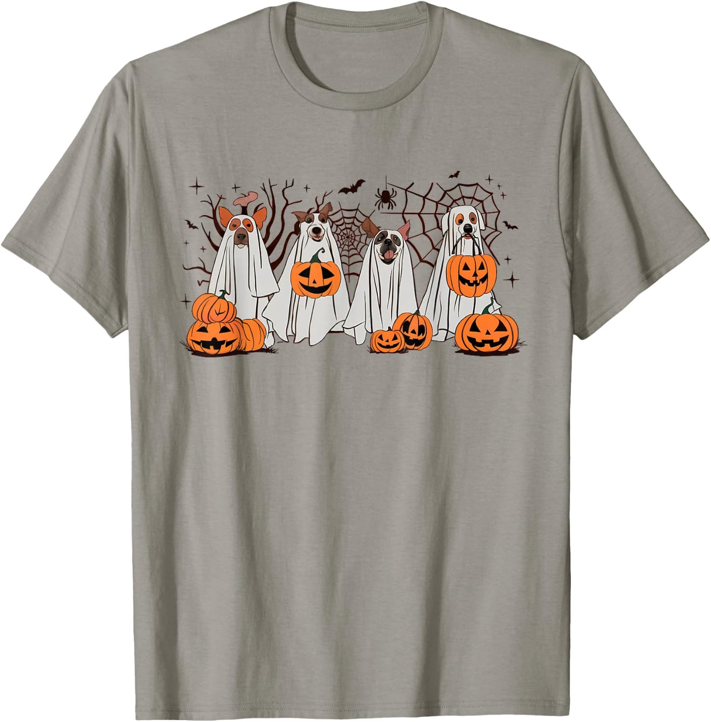 Halloween Boo Dogs Ghost Pumpkins Spooky Dog Lover Outfit Men Women Kids T-Shirt - T-Shirt | Sand