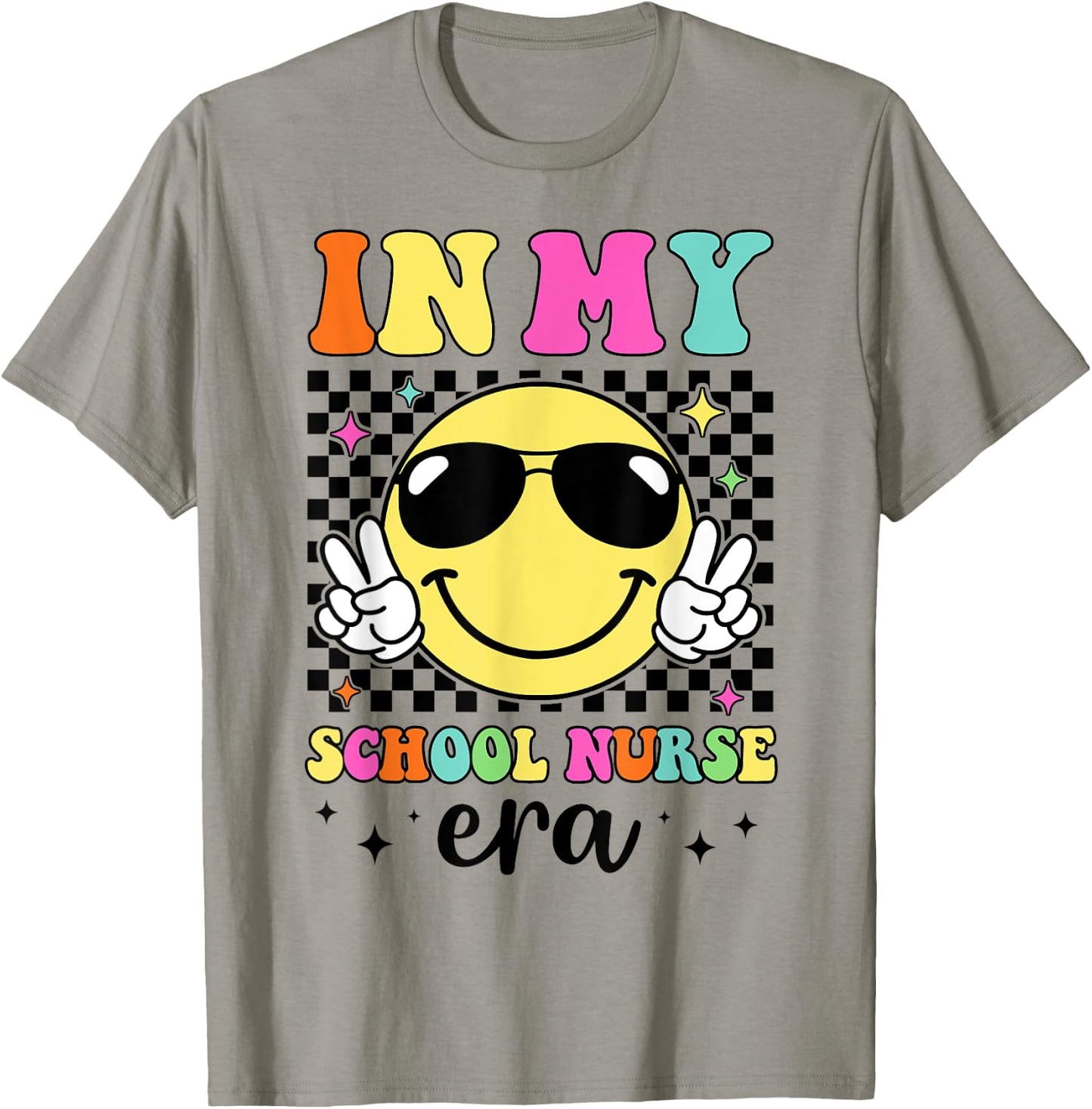 In My School Nurse Era Groovy Vintage Back To School Funny T-Shirt - T-Shirt | Sand