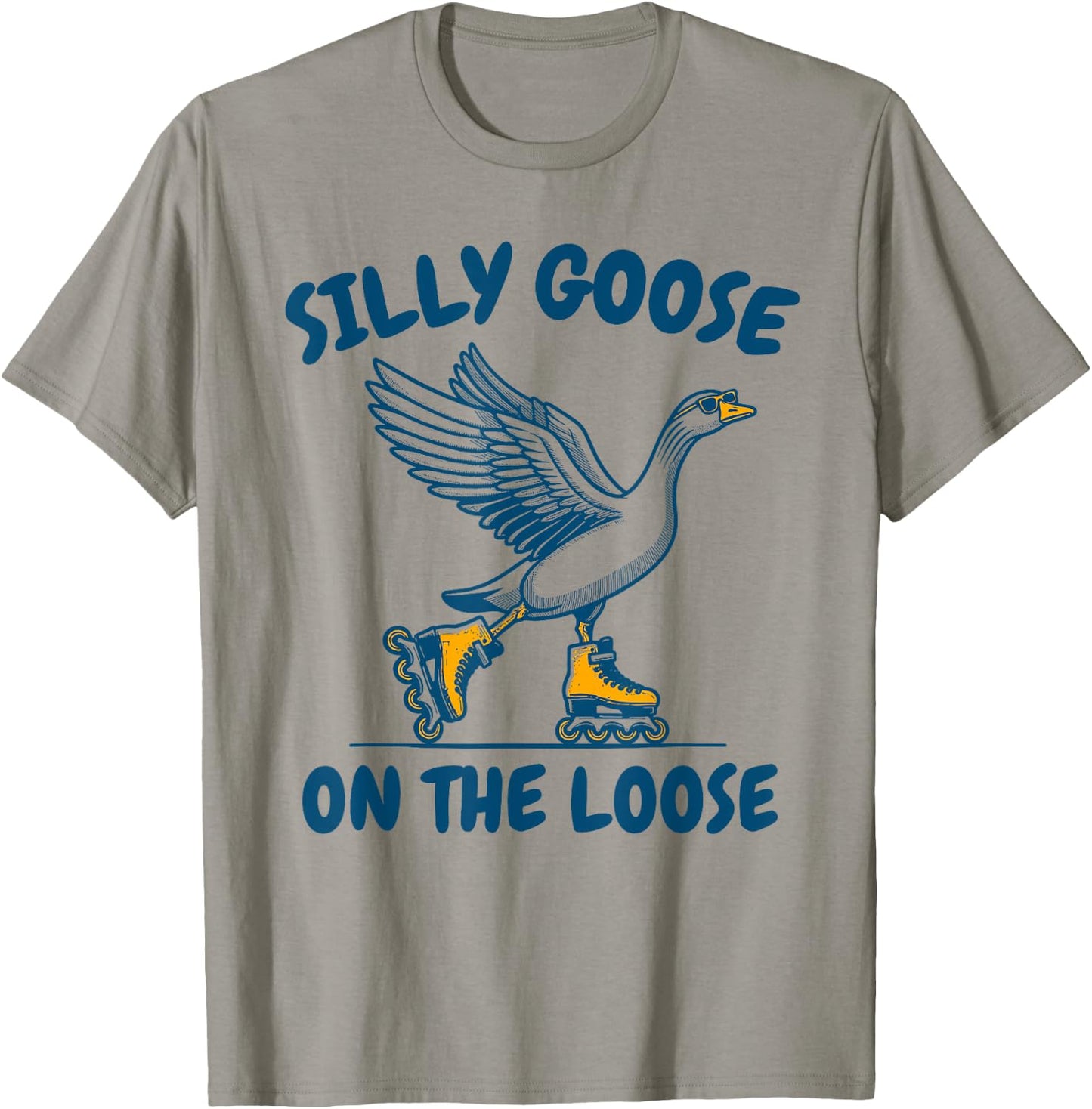 Funny Goose On The Escape Funny Animal Joke Retro Goose T-Shirt - T-Shirt | Sand