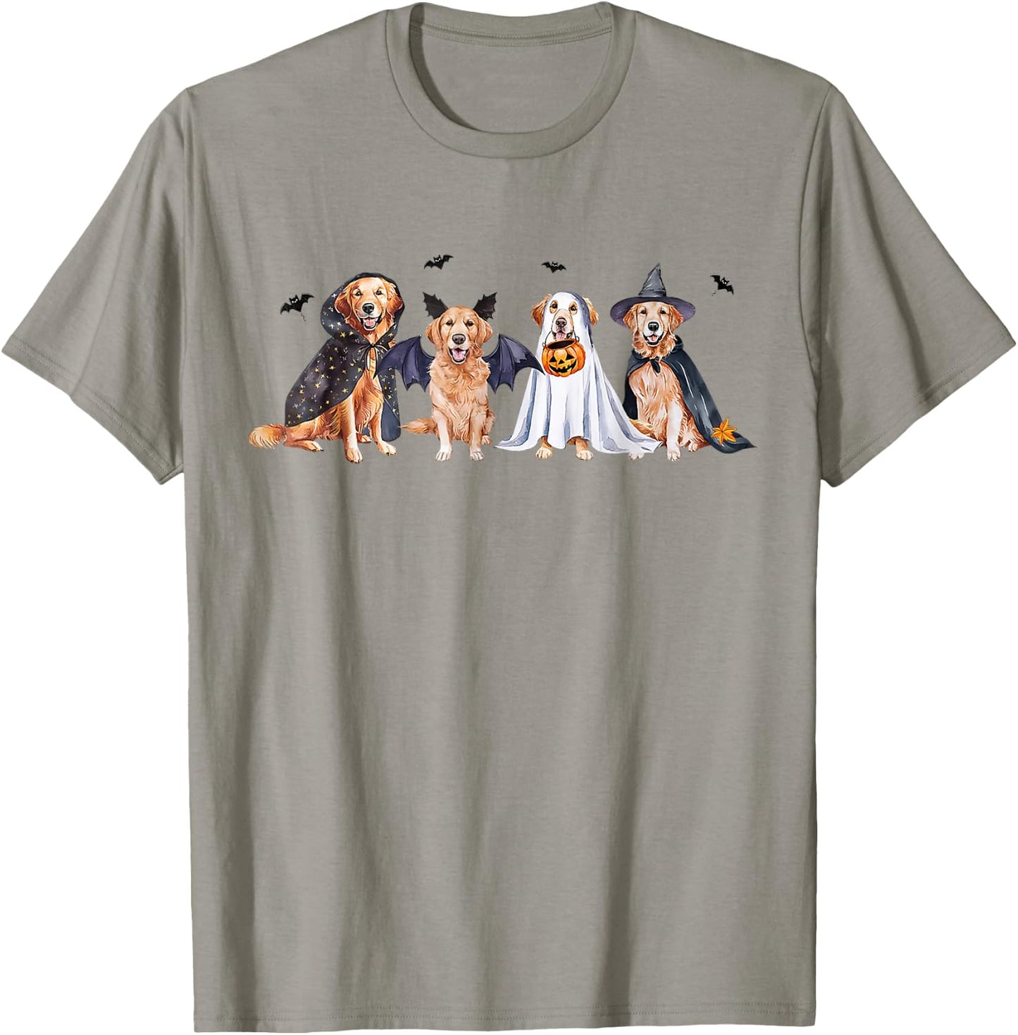 Golden Retriever Ghost Dog Halloween Golden Retriever Witch Women Kids T-Shirt - T-Shirt | Sand