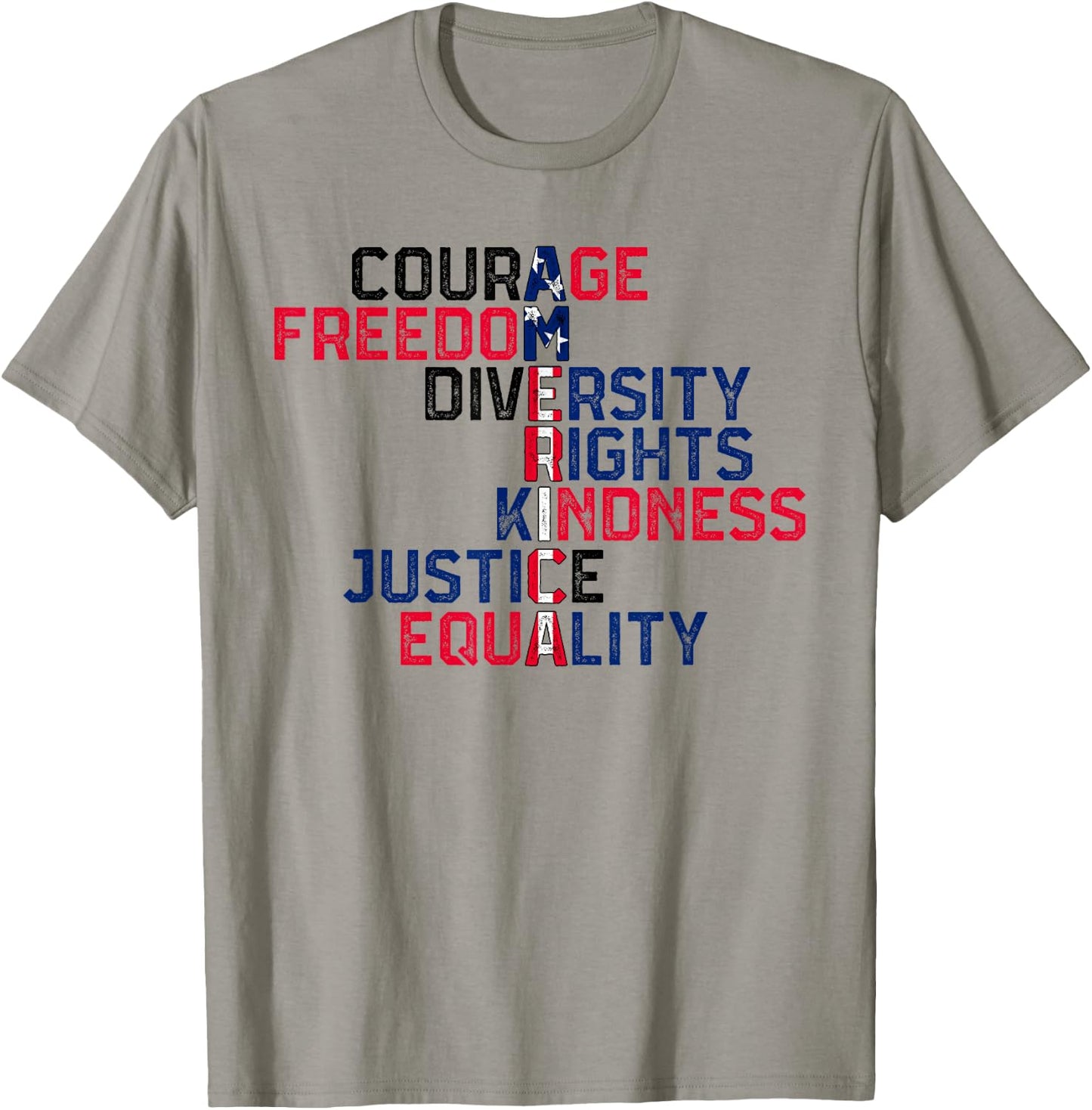 Courage Freedom Diversity Rights Kindness Justice Equality T-Shirt - T-Shirt | Sand