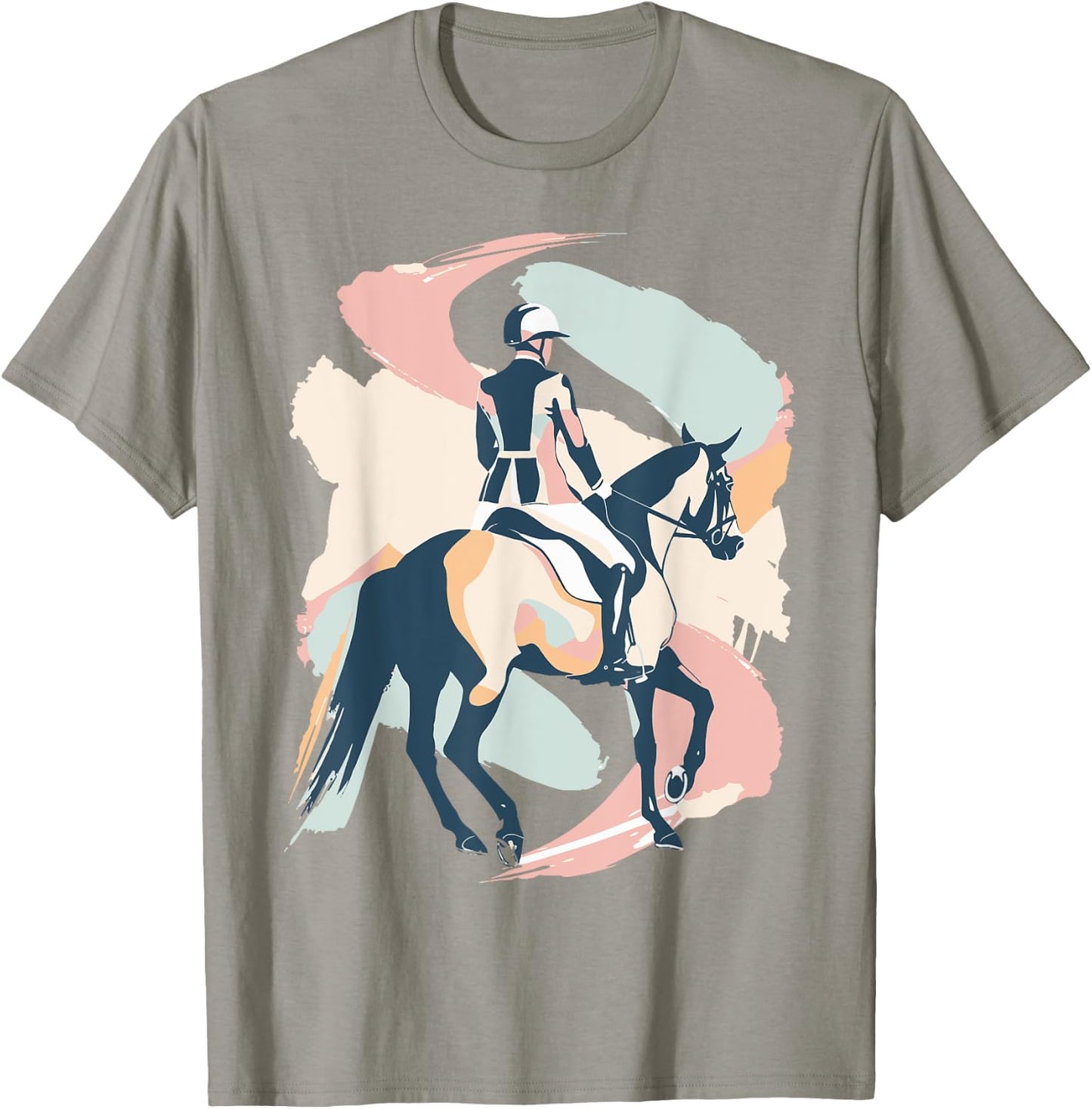 Pastel Abstract Shapes Horseback Riding Equestrian Sports T-Shirt - T-Shirt | Sand