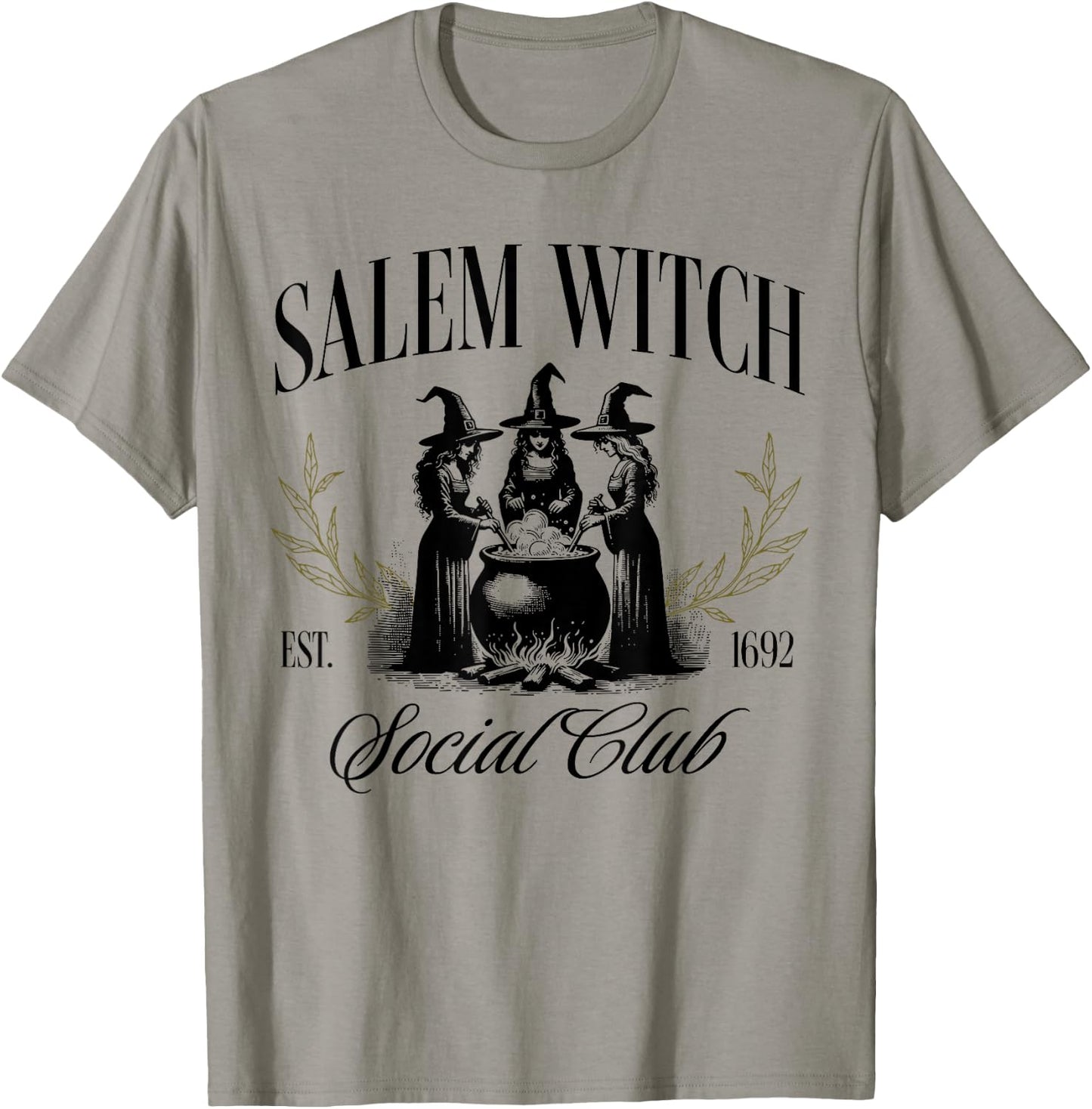 Salem 1692 Social Club Witch Halloween Witchy Women Girls T-Shirt - T-Shirt | Sand