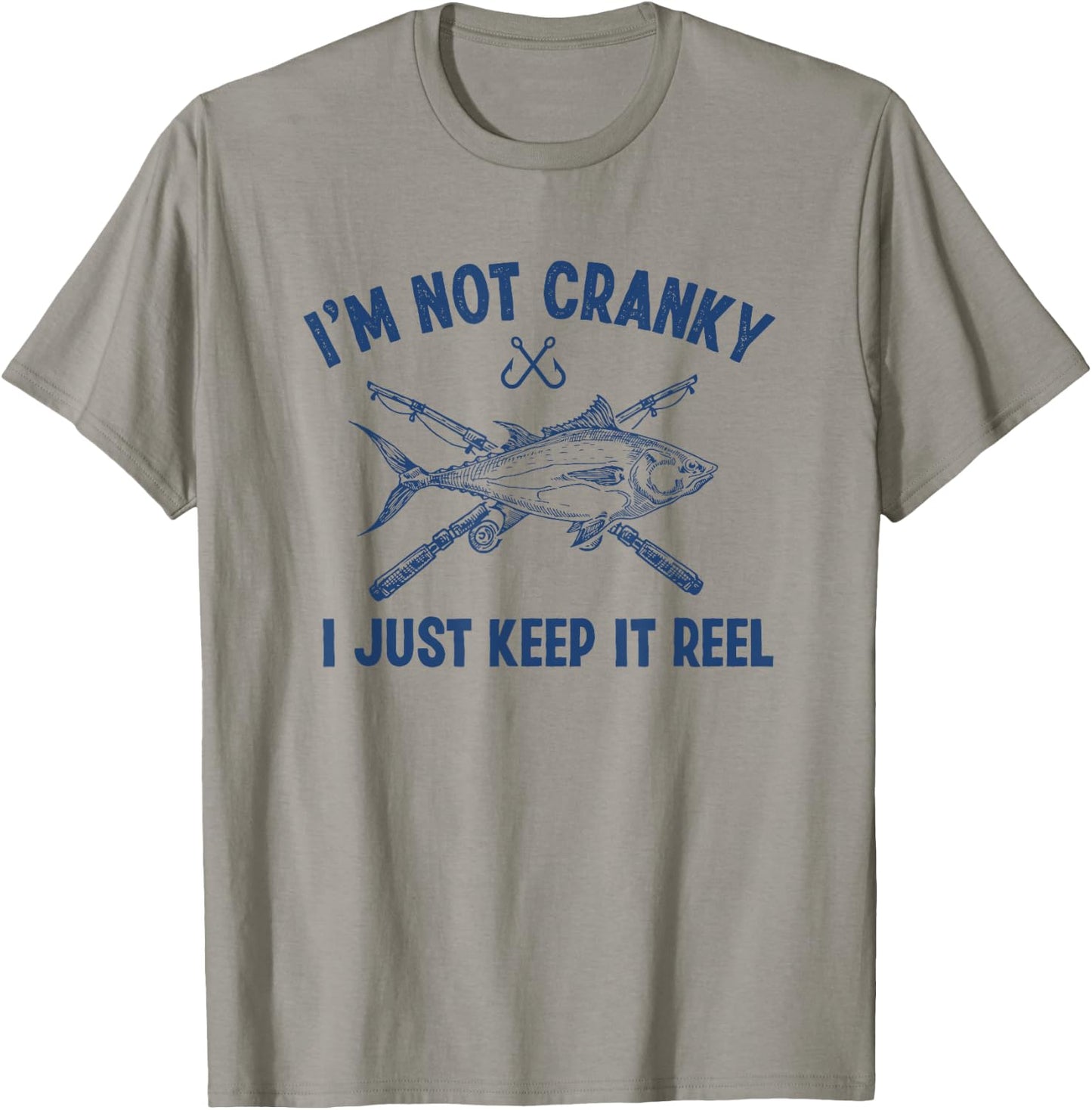 Fishtastic Funny Cranky Fishing Fisherman , Small, Grey T-Shirt - T-Shirt | Sand