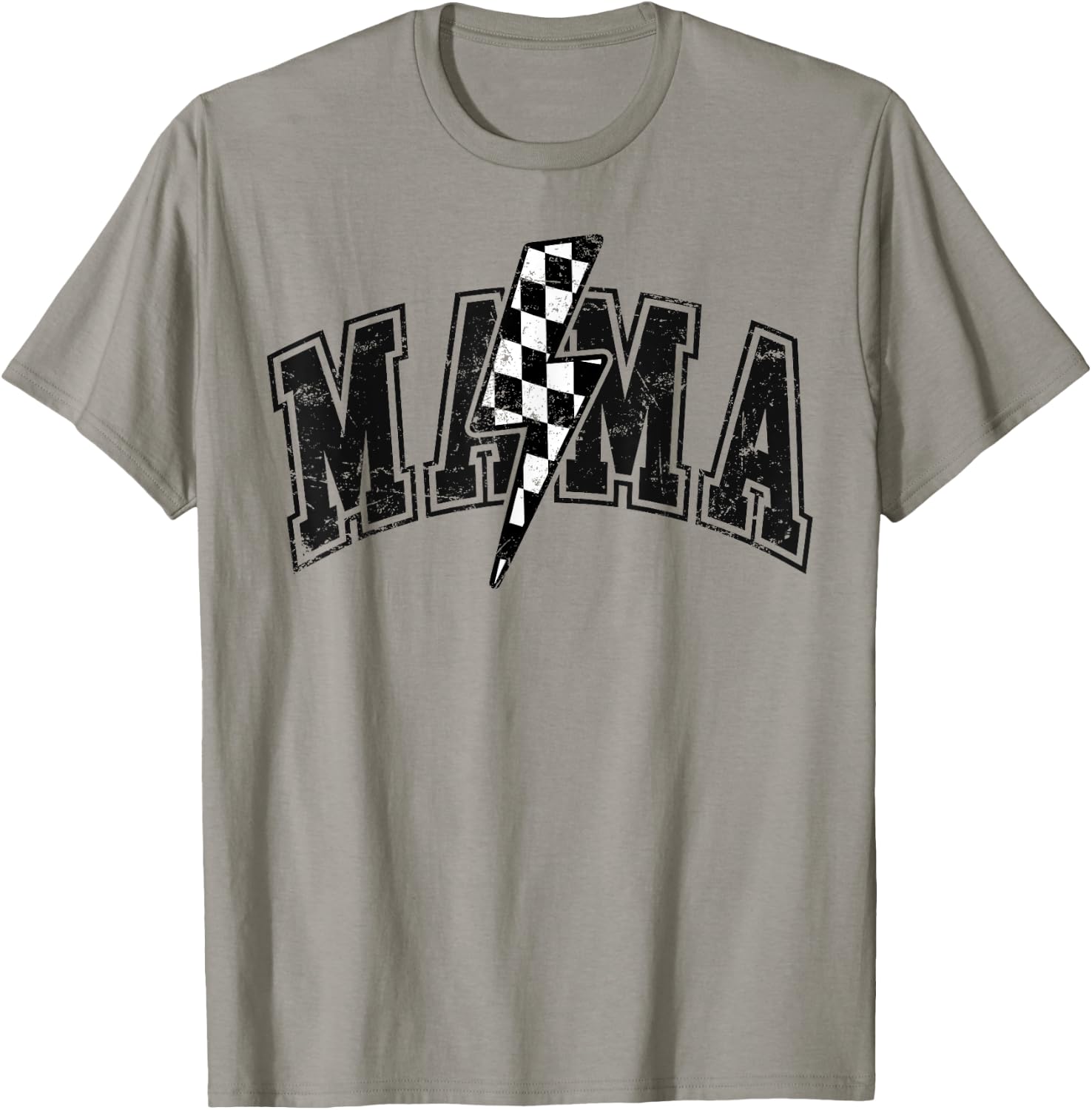 Mama Lightning Bolt Checkered Varsity For Mom Women T-Shirt - T-Shirt | Sand