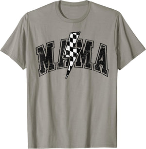 Mama Lightning Bolt Checkered Varsity For Mom Women T-Shirt - T-Shirt | Sand