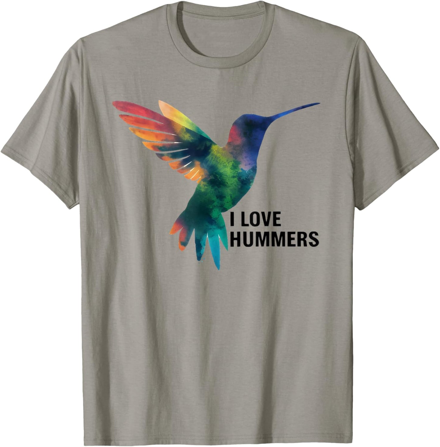 I Love Hummers bird Watercolor Stylized Colibri T-Shirt - T-Shirt | Sand