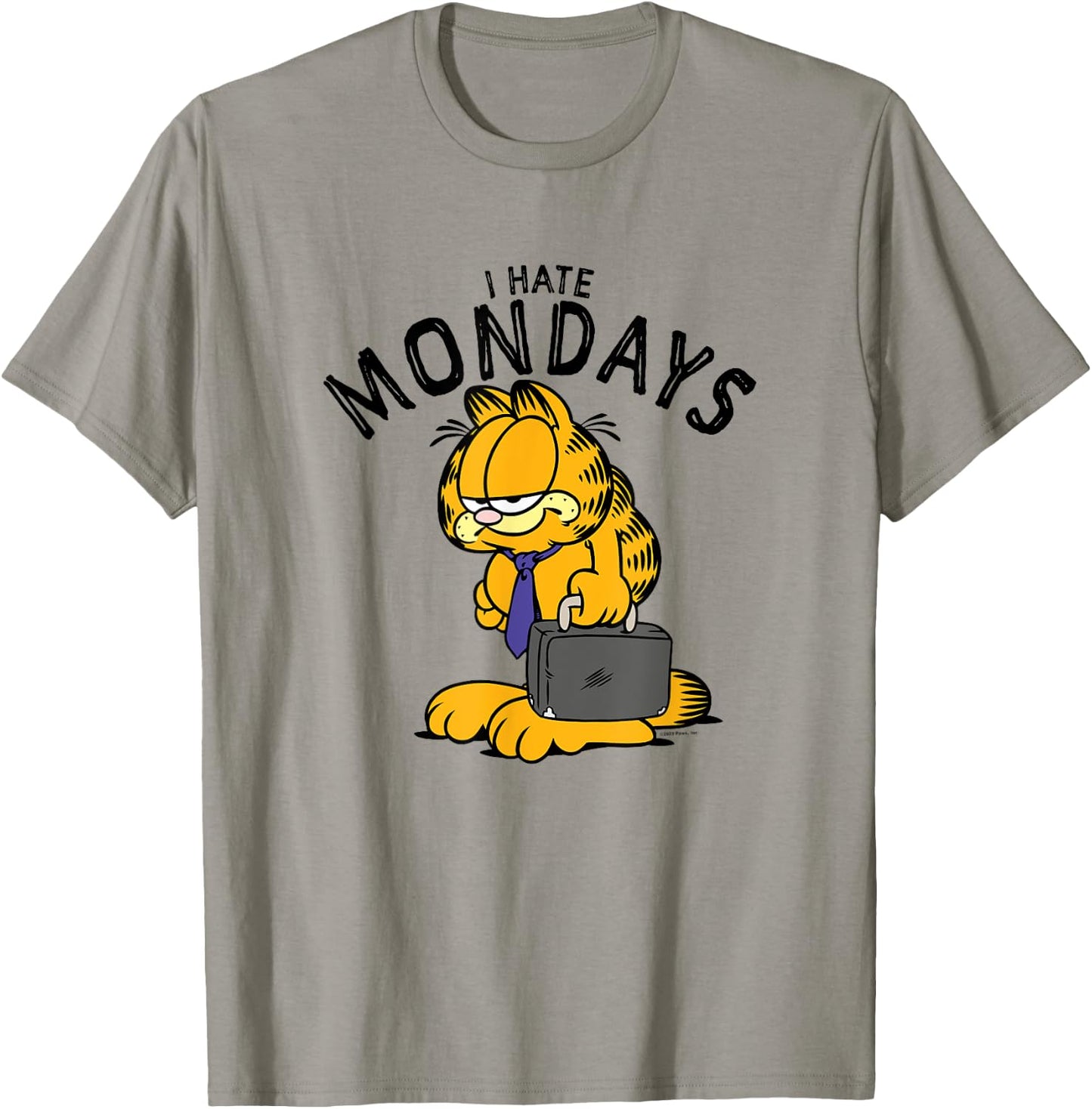 Garfield I Hate Mondays Grumpy Tie & Briefcase Shot T-Shirt - T-Shirt | Sand