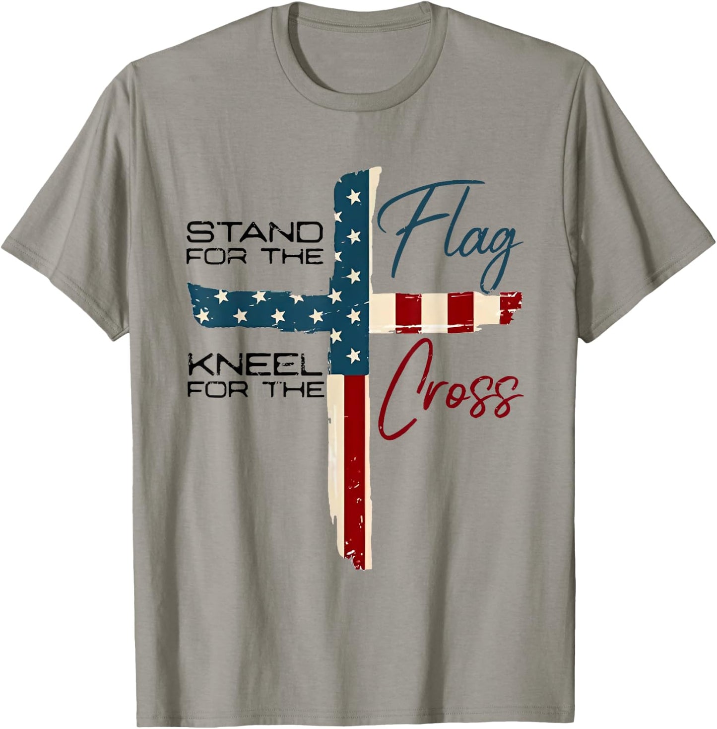 Stand For The Flag 4th Of July Cross USA Flag Christian T-Shirt - T-Shirt | Sand