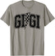 Gigi Lightning Bolt Racing Checkered Mother's Day Varsity T-Shirt - T-Shirt | Sand
