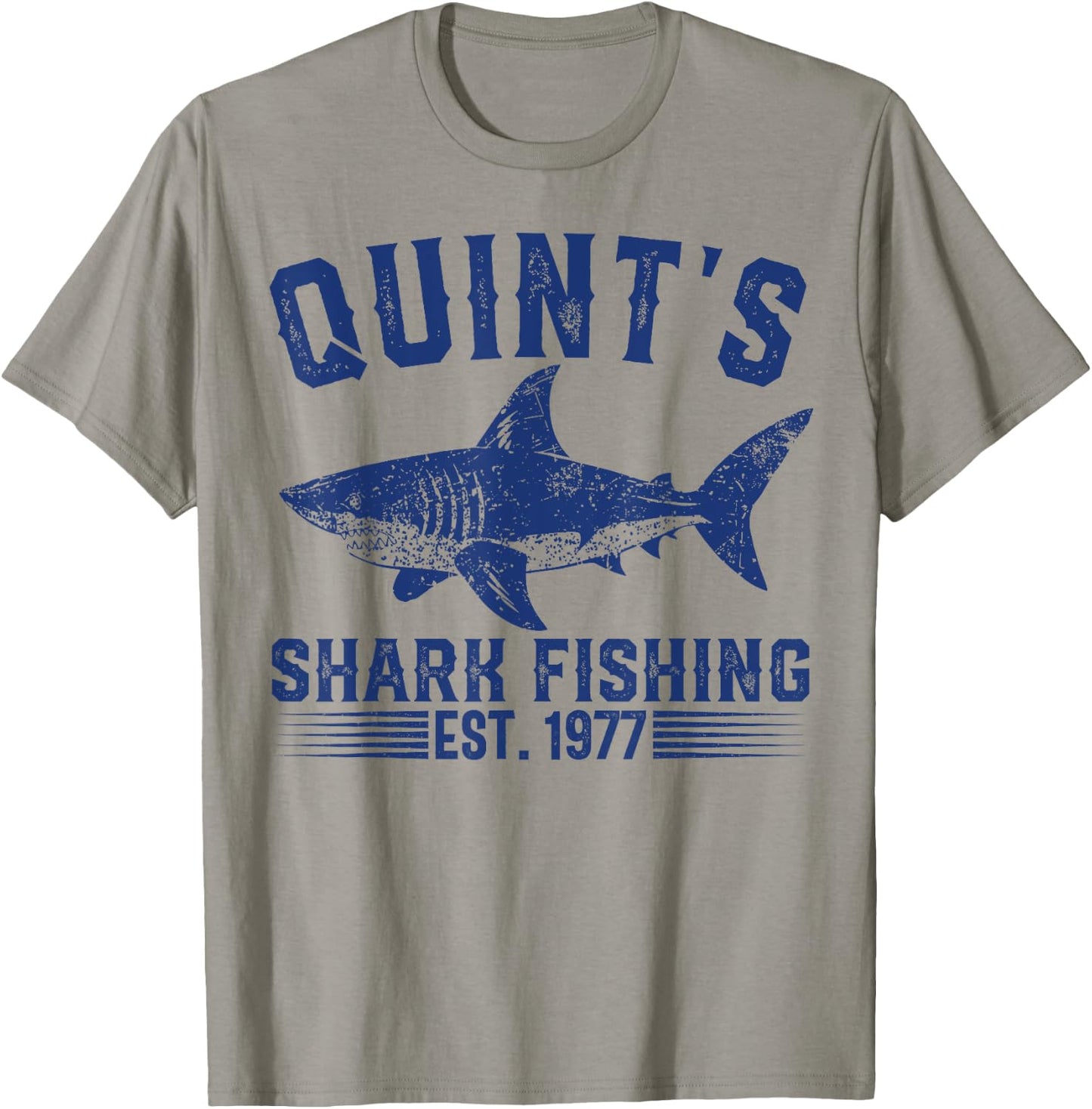 Vintage Quint's Shark Fishing 1977 Retro Fisher Birthday T-Shirt - T-Shirt | Sand