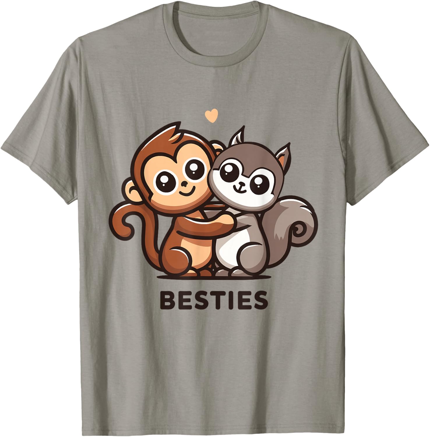 Cute Monkey and Squirrel Besties Friends Best Pal T-Shirt - T-Shirt | Sand