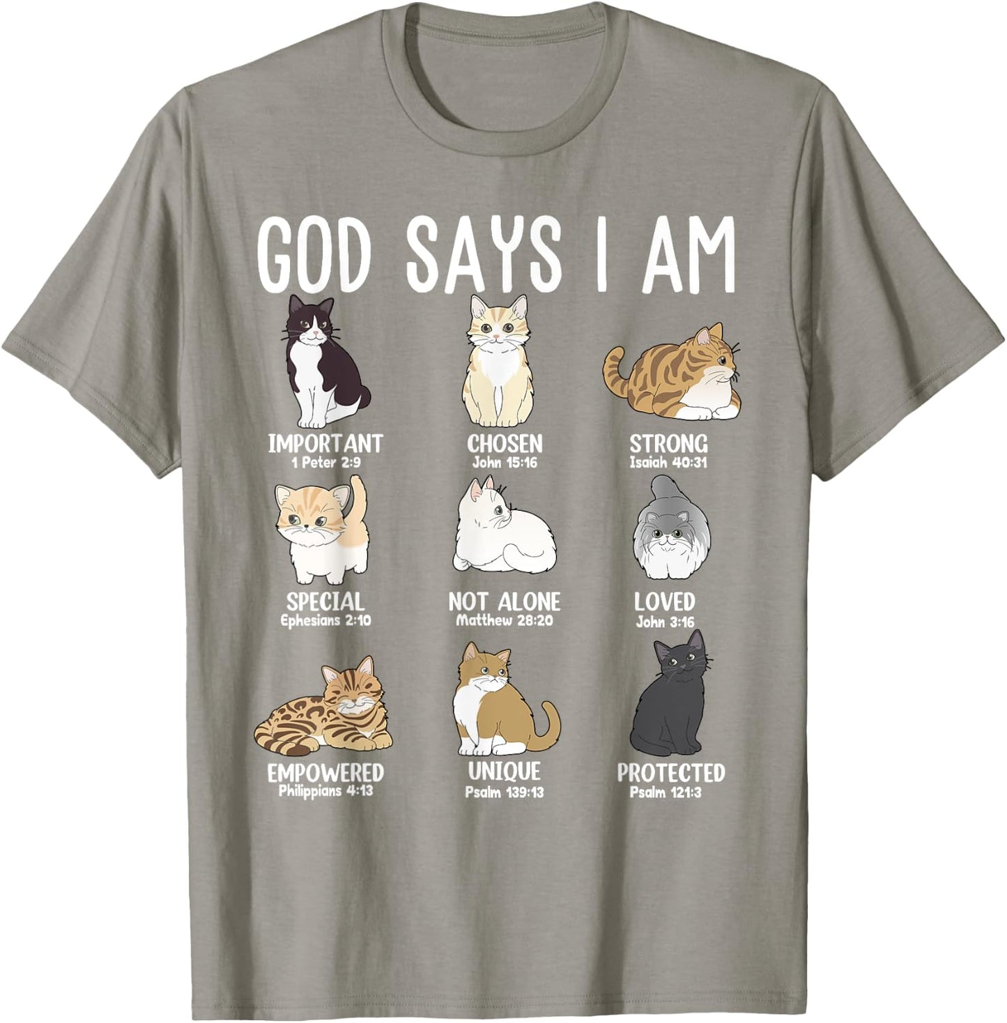 God Say Am Cat Christian Easter Teen Girl Toddler Mom Sister T-Shirt - T-Shirt | Sand