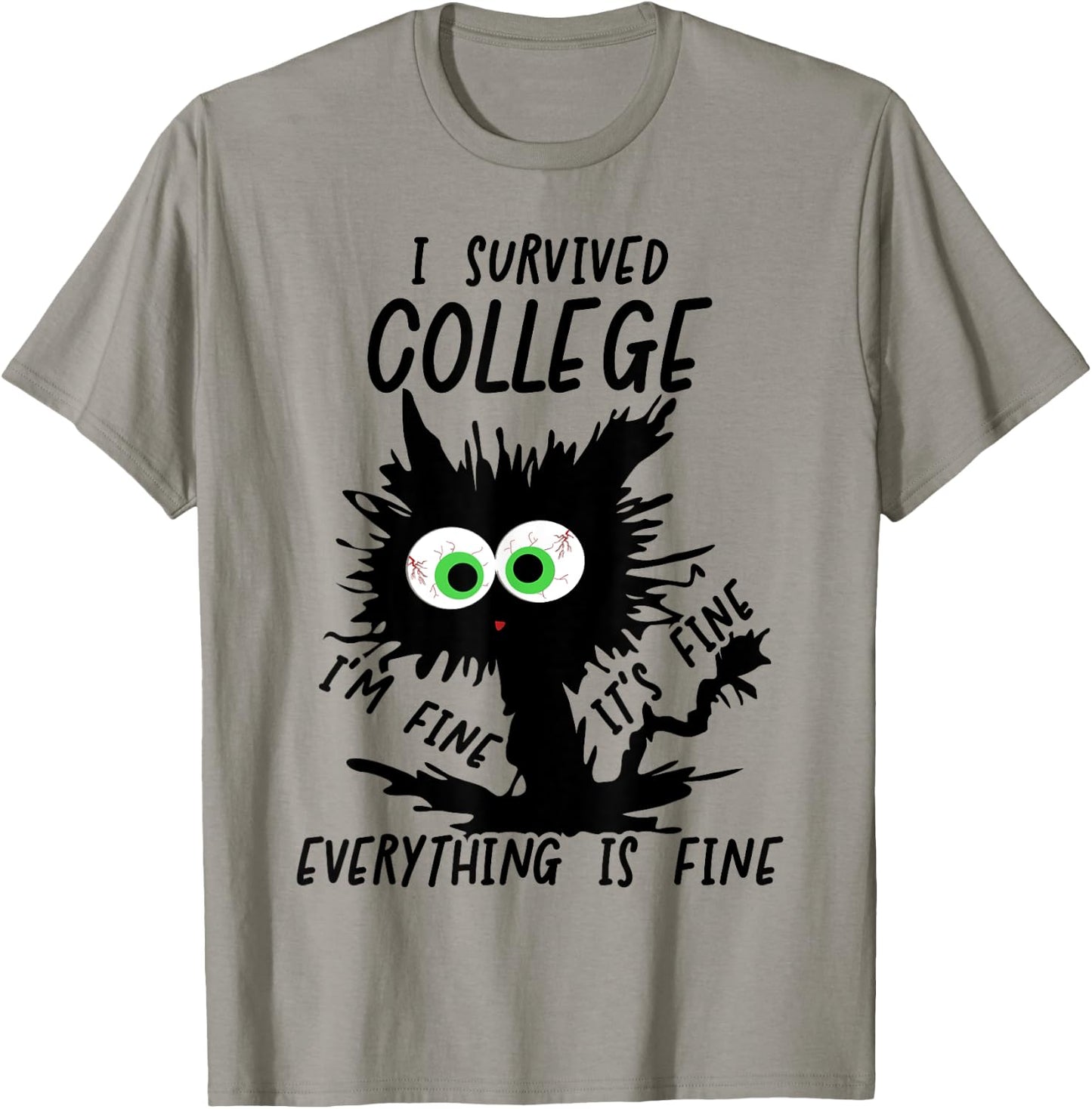 Funny College Grad 2025 I Survived College T-Shirt - T-Shirt | Sand