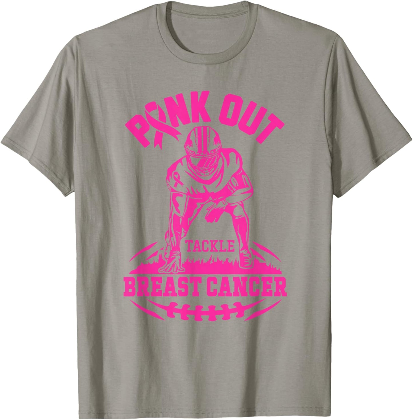 Pink Out Tackle Breast Cancer Awareness Football Pink Ribbon T-Shirt - T-Shirt | Sand