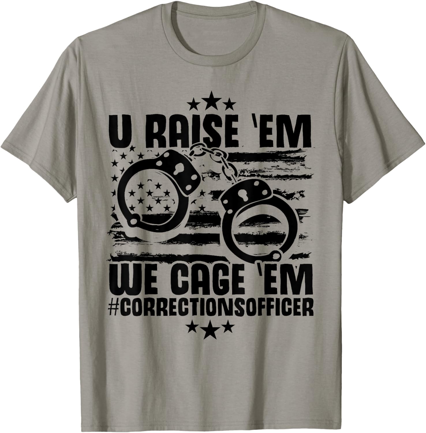 Corrections Decor Thin Silver Line Gear Correctional Officer T-Shirt - T-Shirt | Sand