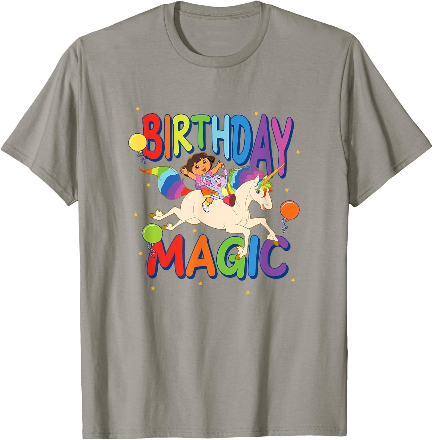 Dora the Explorer Birthday Magic Dora & Boots Riding Unicorn T-Shirt - T-Shirt | Sand