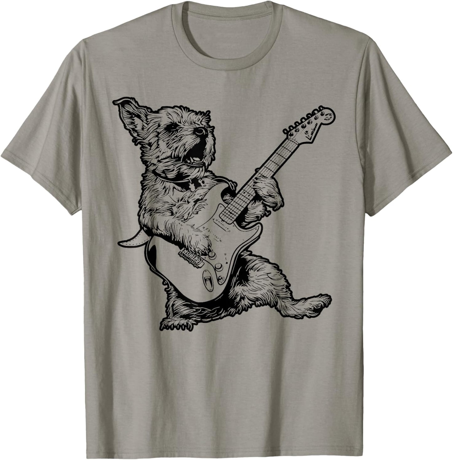 Dog Guitarist Guitar - Border Terrier Dad Mom T-Shirt - T-Shirt | Sand