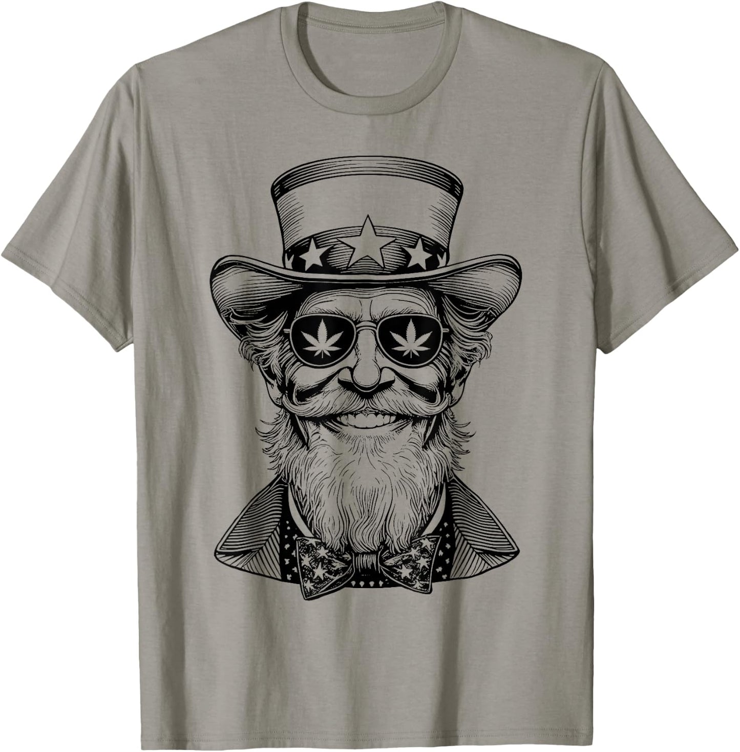 Weed Uncle Sam USA Funny 4th Of July 420 Stoner Marijuana Women Men T-Shirt - T-Shirt | Sand