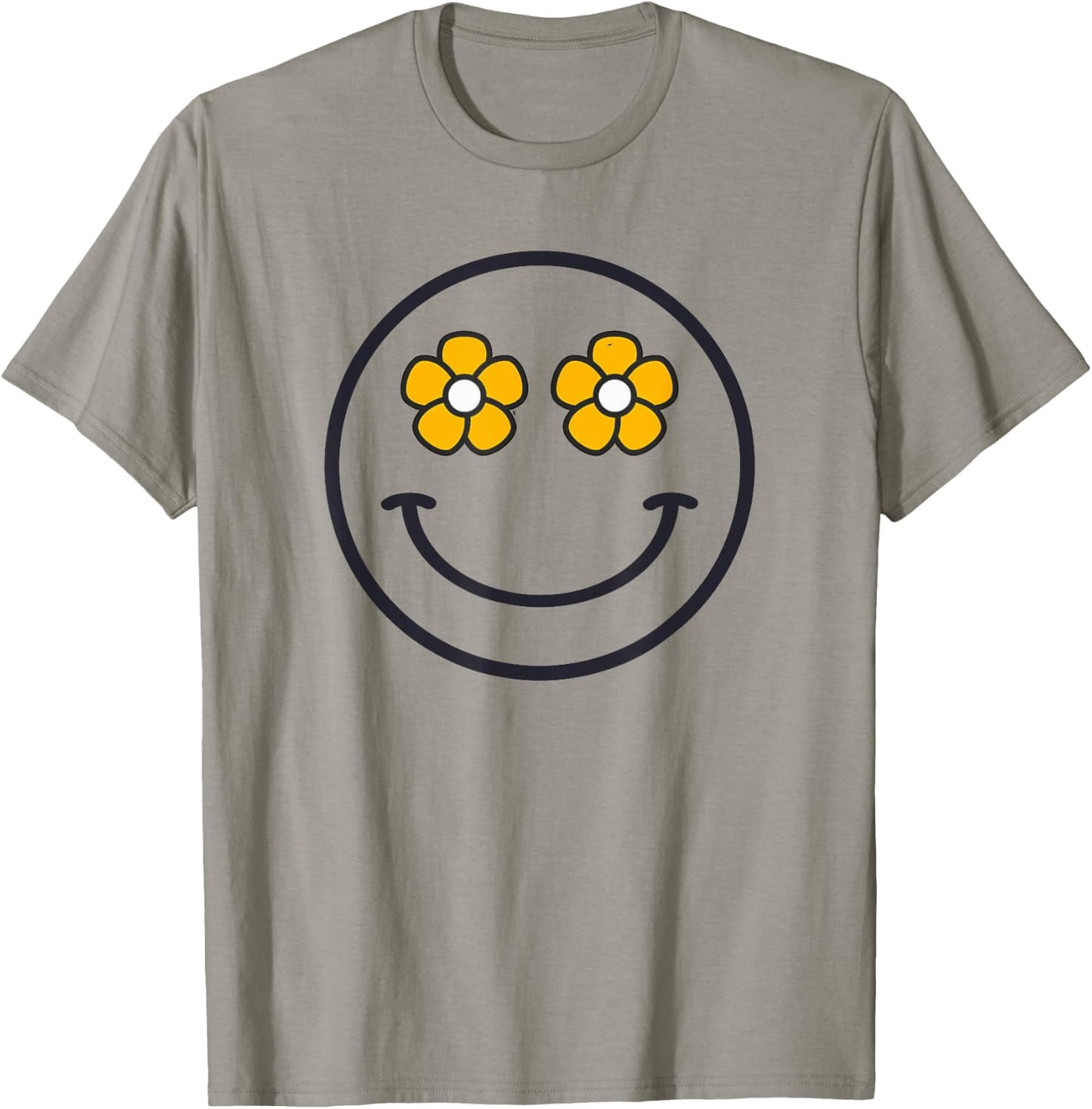 Funny Smiling Flowers Women Girls Cool Happy Face Smile T-Shirt - T-Shirt | Sand