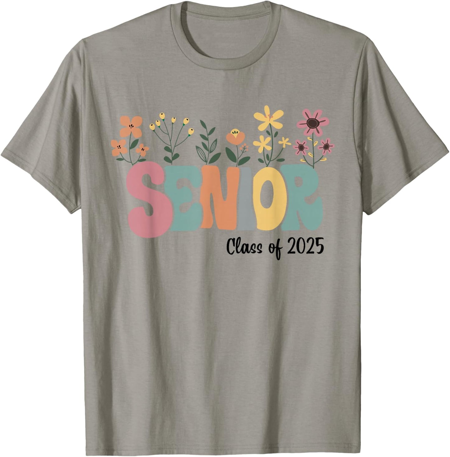 Retro Groovy Senior 25 Class Of 2025 Graduation Flower T-Shirt - T-Shirt | Sand