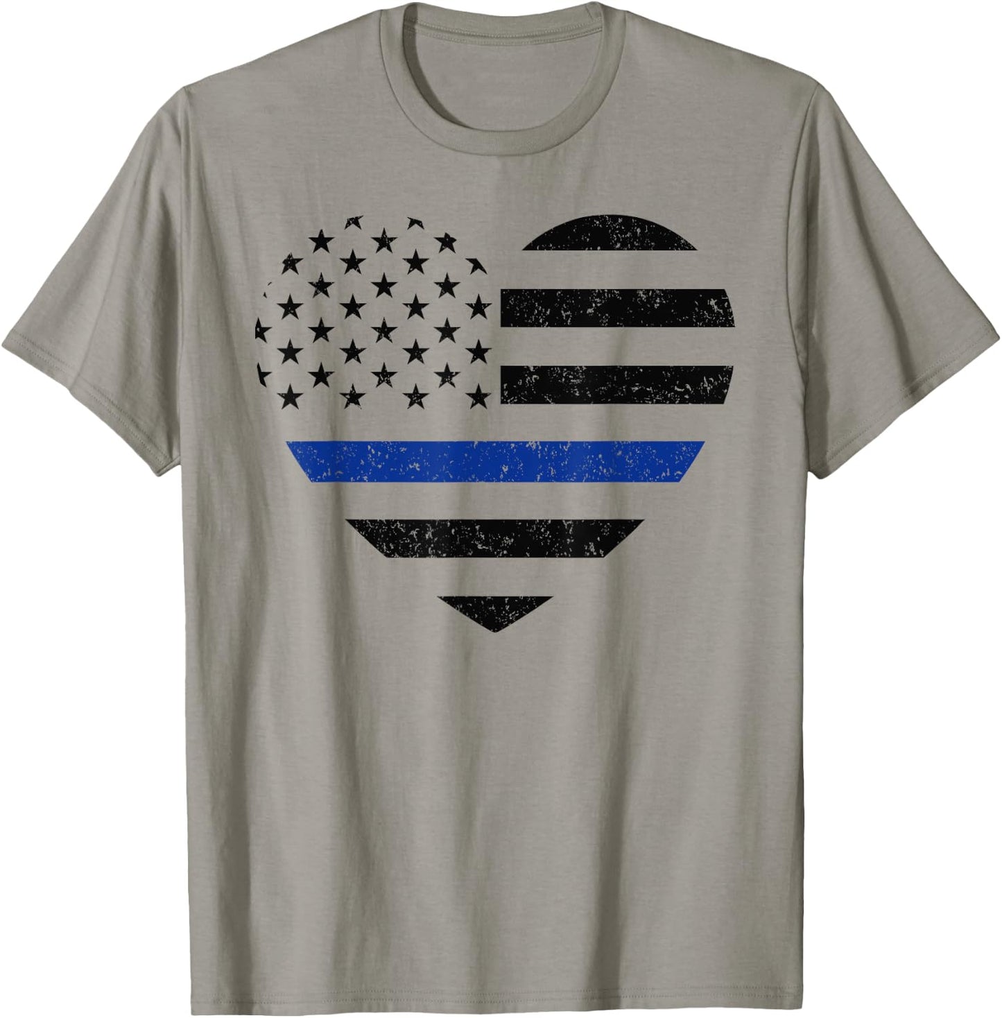 Thin Blue Line American Flag Heart Patriotic Kids Police T-Shirt - T-Shirt | Sand