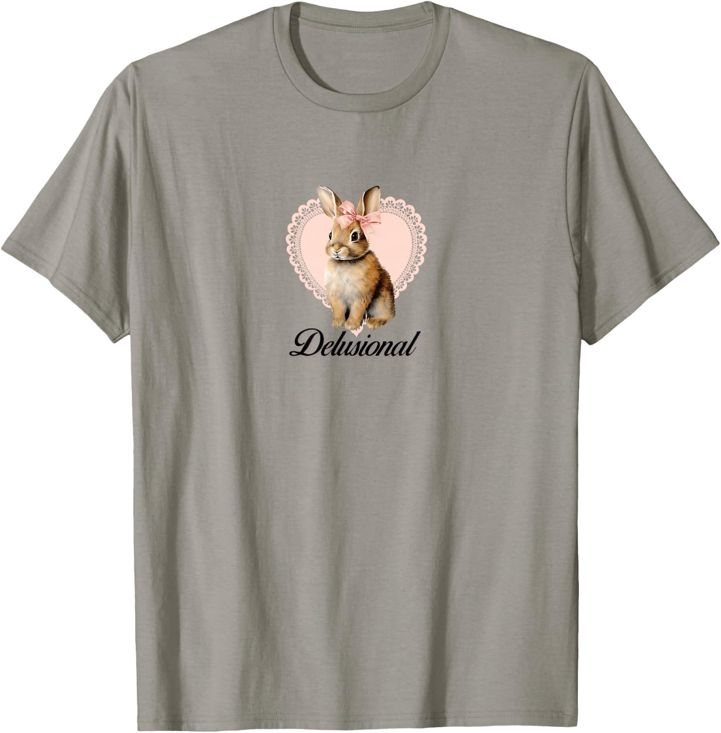 Delusional Coquette Rabbit Bunny Y2K Aesthetic T-Shirt - T-Shirt | Sand