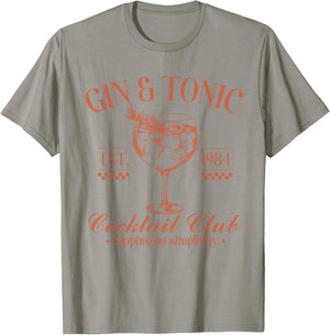 Gin And Tonic Cocktail Club Sipping On Simplicity T-Shirt - T-Shirt | Sand